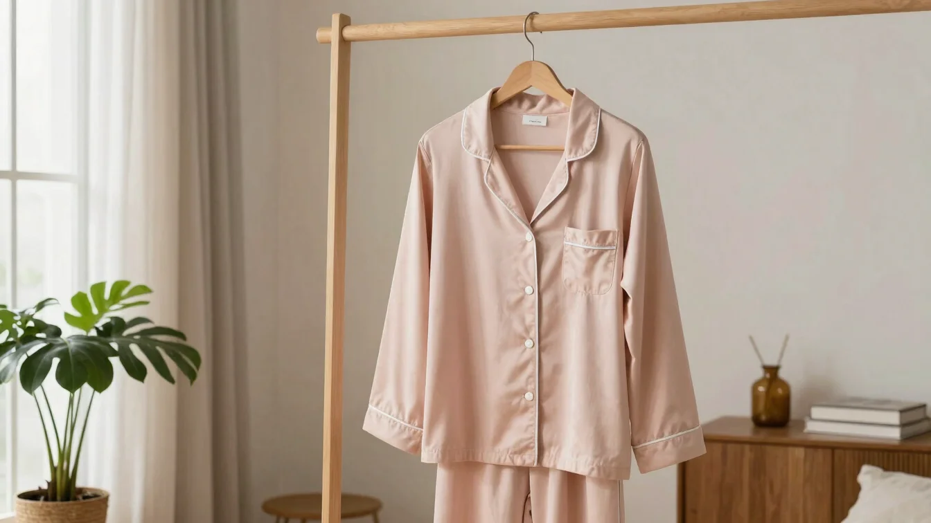 Fotografia editorial de moda, conjunto de pijama feminino em tom