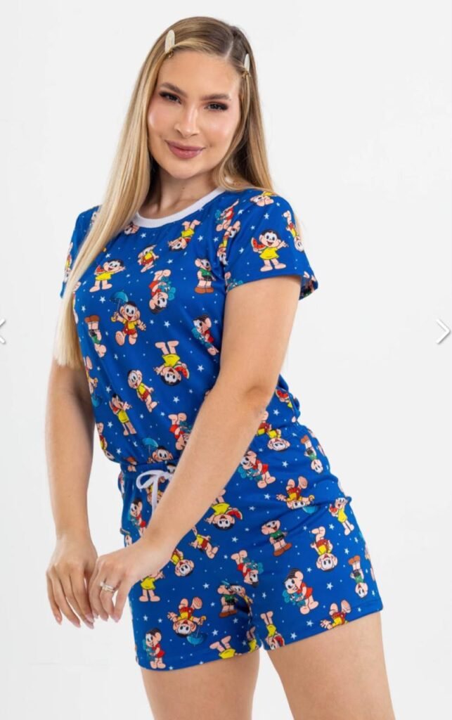 Pijama Curto Turma da Mônica Azul